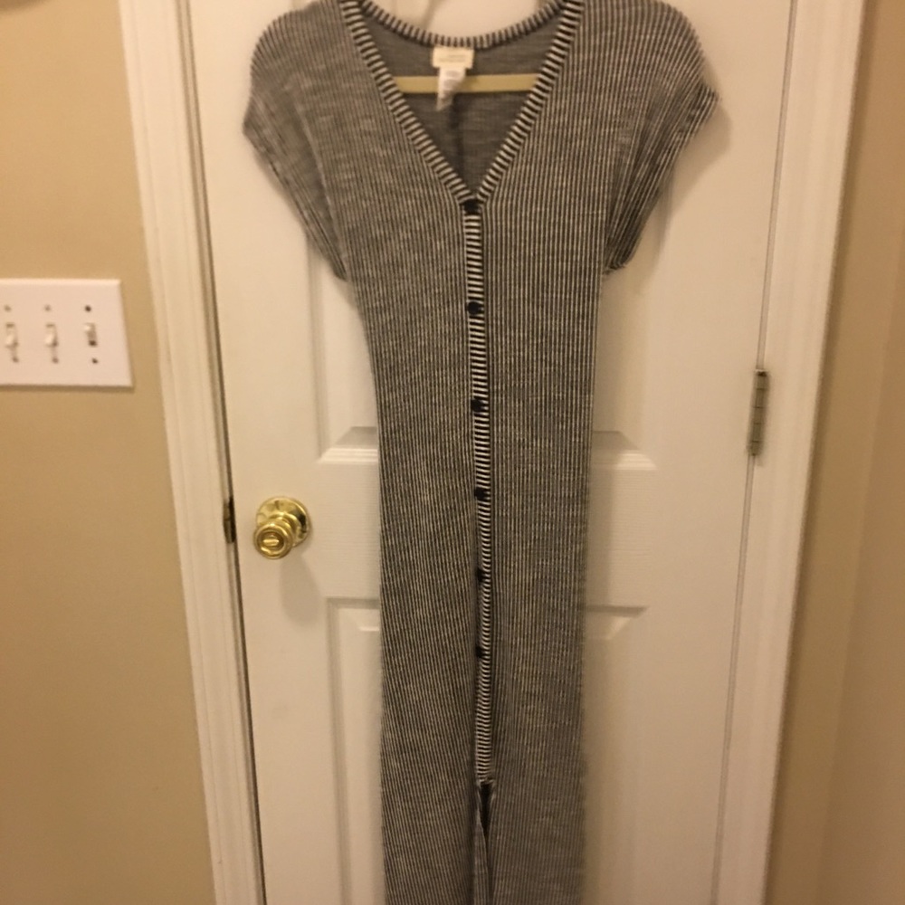 Gently Worn Striped Form Fitting Maxi Style Dress